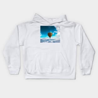 Hot air balloon in the clouds Kids Hoodie